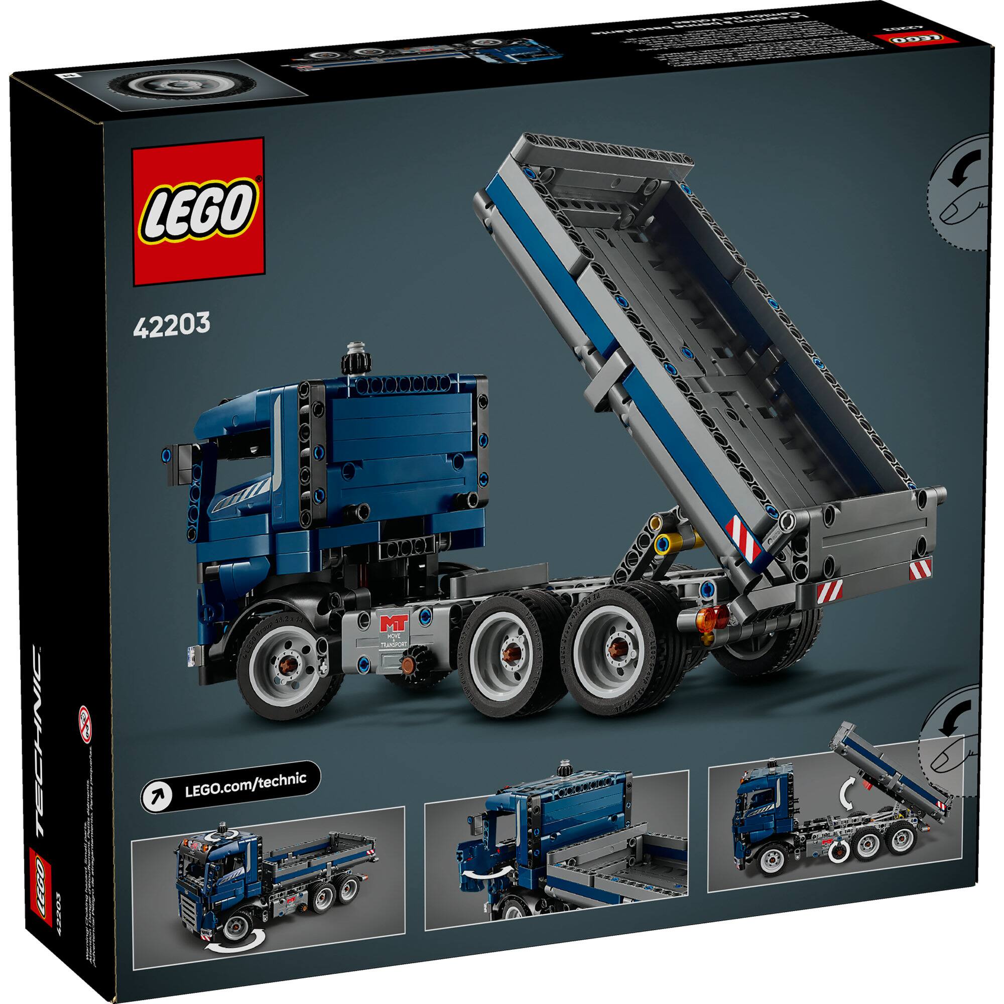 LEGO® Technic™ Tipping Dump Truck Toy, Blue Construction Vehicle Set 42203